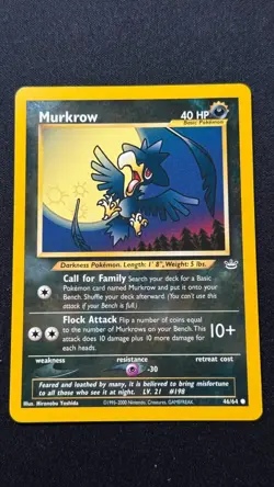 Pokemon TCG Murkrow 46/64 Neo Revelation Common - Image 1