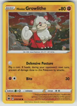 HISUIAN GROWLITHE (COSMOS HOLO) 70/189 HOLO DECK EXCLUSIVES POKEMON HOLO NM/M - Image 1