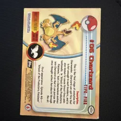 1999 Topps Pokemon TV Animation Edition Charizard #6 MP - Image 4