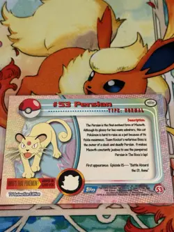 Pokemon - Persian #53 Topps TV Animation Black Logo Non-Holo 2nd Print NM - Image 2