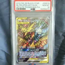 Pokemon 2019 SM Black Star Promo Moltres Zapdos Articuno GX SM210 PSA 10 - Image 1