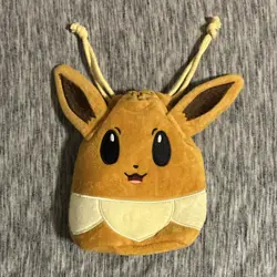 Eevee plush fabric deck box with drawstring, brown beige, Pokemon TCG - Image 1