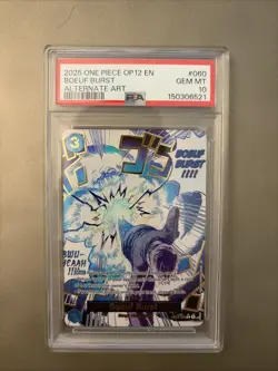 2025 ONE PIECE OP12-LEGACY OF THE MASTER ALTERNATE ART #060 BOEUF BURST PSA 10 - Image 1