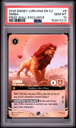 2025 DISNEY LORCANA EN C2-LORCANA CHALLENGE PROMO SIMBA - PRIDE PROTECTOR PSA 10 - Image 1