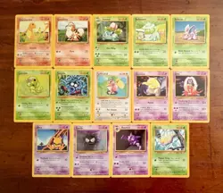 Pokemon Cards Original Unlimited Base Set Lot Of 14 In LP Condition! - Image 1