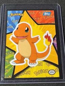 Pokemon *Charmander* Topps Animation Diecut Sticker Character Card Vintage 1999 - Image 1