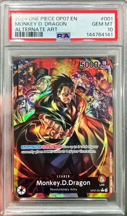 2024 One Piece EN Monkey D Dragon OP07-001 Alt Art Leader PSA 10 Gem Mint - Image 1