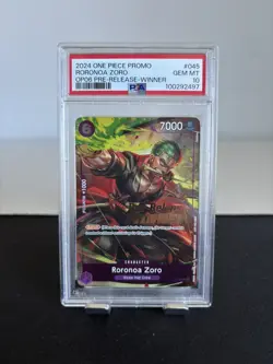 2024 One Piece EN OP06 Pre-Release Winner #045 Roronoa Zoro PSA 10 GEM MINT - Image 3