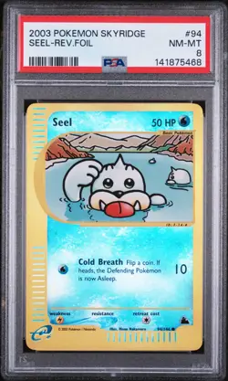 2003 POKEMON SKYRIDGE #94 SEEL-REVERSE FOIL PSA 8 - Image 1