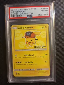 PSA 8 - Pokemon TCG Ash's Pikachu SM111 SM Promo Regular English 2017 - Image 1