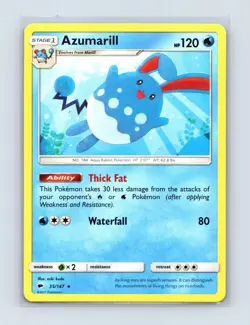 Azumarill 35/147 Rare Burning Shadows Pokemon Lightly Played - Image 1