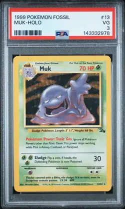 1999 POKEMON FOSSIL #13 MUK-HOLO PSA 3 - Image 1