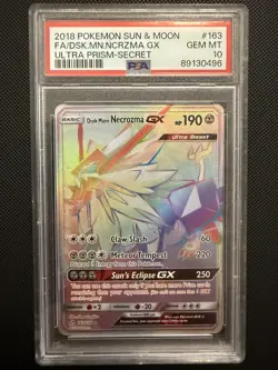PSA 10 DUSK MANE NECROZMA GX 163 ULTRA PRISM SECRET RAINBOW POKEMON MJ - Image 1