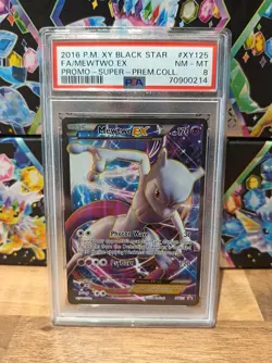 PSA 8 Mewtwo EX XY125 Black Star Rare Promo 2016 Full Art Graded Pokemon Card - Image 1