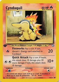 1st ed Cyndaquil - Neo Genesis 57/111 2000 LP Pokemon WOTC - Image 1