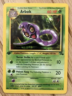 Arbok 31/62 Uncommon Fossil Pokemon 1st Edition LP - Image 1