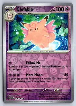 CLEFABLE 036/165 UNCOMMON 151 POKEMON REVERSE HOLO NM - Image 1