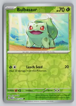 BULBASAUR 001/165 COMMON 151 POKEMON REVERSE HOLO NM - Image 1