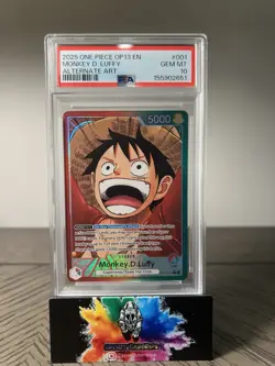 2025 One Piece Monkey D. Luffy Leader Alt Art #OP13-001 PSA 10 GEM MINT - Image 1