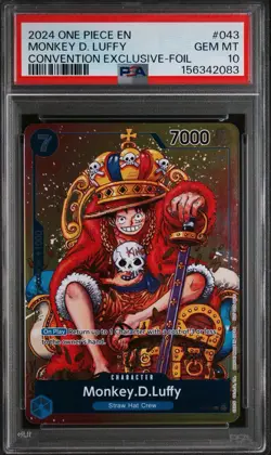 2024 One Piece EN P-043 Monkey D Luffy Convention Exclusive Foil PSA 10 - Image 1