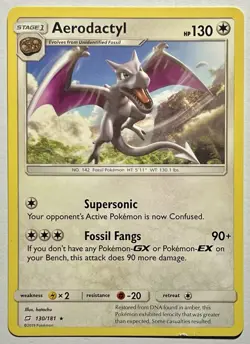Aerodactyl 130/181 (LP) Rare Sun & Moon: Team Up 2019 Pokemon Card TCG - Image 1