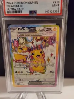 2024 POKEMON SSP EN-SURGING SPARKS ULTRA RARE #219 PIKACHU EX PSA 9 - Image 1