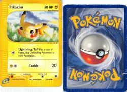 Pikachu 124/165 Common Expedition Base Set Pokemon DMG Nishida Reverse Holo - Image 3