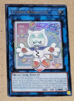 Yugioh Yummy Snatchy JUSH-EN022 Ultra Rare 1st Edition Justice Hunters Near Mint - Image 1