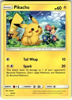 Pikachu (#29) 29/30 Common SM Trainer Kit: Lycanroc & Alolan Raichu Pokemon NM - Image 1