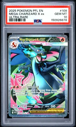 2025 POKEMON PFL EN-PHANTASMAL FLAMES ULTRA RARE #109 MEGA CHARIZARD X EX PSA 10 - Image 1