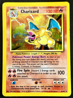 Charizard 4/102 Holo Rare Base Set Unlimited MP/HP 1999 WOTC Vintage Pokemon TCG - Image 1