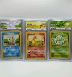 Pokemon 1999 Base Set Starter ACE 10 Bundle - Squirtle, Charmander, Bulbasaur - Image 1