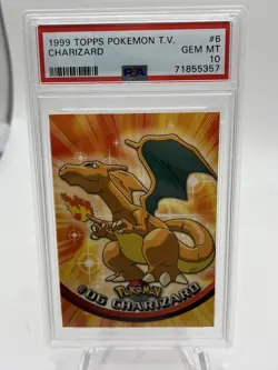 1999 Topps Pokemon T.V. Charizard #6 PSA 10 Black Logo - Image 1