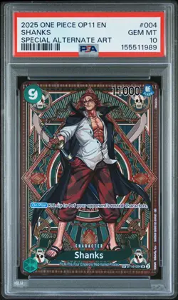 ONE PIECE SHANKS 2025 OP11-A FIST OF DIVINE SPEED #004 SPECIAL ALT ART PSA 10 - Image 1