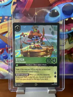 SEALED🔹Stitch Alien Buccaneer 8/P2 Azurite Sea Promo Card🔹Disney Lorcana TCG - Image 1