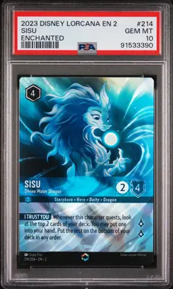 2023 DISNEY LORCANA EN 2-RISE OF THE FLOODBORN SISU - DIVINE WATER DRAGON PSA 10 - Image 1