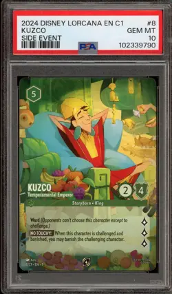 Disney Lorcana Kuzco Temperamental Emperor NA/EU Side Event Promo 8/C1 PSA 10 - Image 1