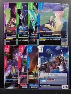 Gundam TCG Weekly Play Tournament Pack 4 Full Set Of 8 Participation Cards NM - Image 1