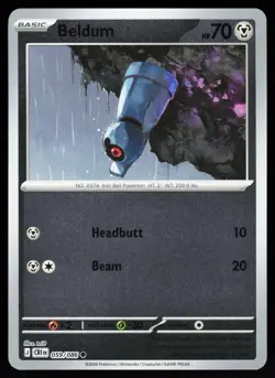 Beldum 059/086 Common ME04: Chaos Rising Pokemon Reverse Holo Near Mint - Image 1