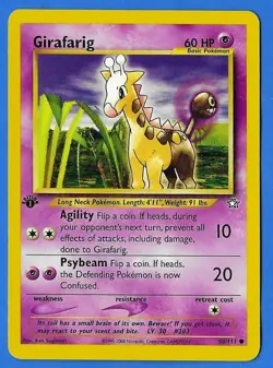 2000 Wizards Pokemon Neo Genesis 1st Edition Girafarig 58/111 Non-Holo NM+ - Image 1