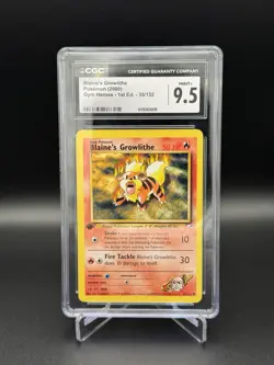 CGC 9.5 2000 Blaine's Growlithe Gym Heroes 1st Edition 35/132 Pokemon Mint + - Image 1