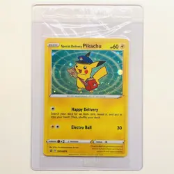 Special Delivery Pikachu sealed Pokemon Sword & Shield Promo Cards SWIRL Mint - Image 1