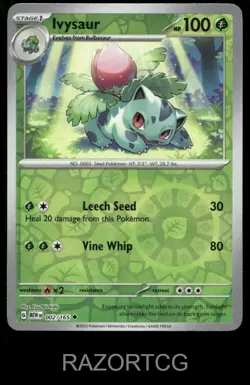 IVYSAUR 002/165 UC 151 POKEMON REVERSE HOLO NM/M - Image 1