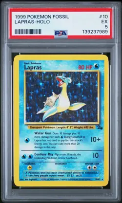 Pokemon TCG Lapras 10/62 Fossil Holo Rare PSA 5 EX Vintage 1999 WOTC - Image 1