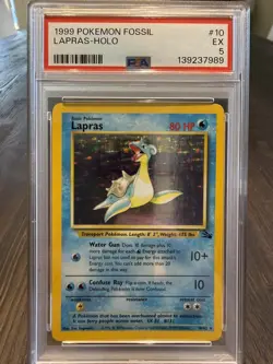 Pokemon TCG Lapras 10/62 Fossil Holo Rare PSA 5 EX Vintage 1999 WOTC - Image 4