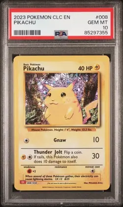 Pikachu 008/034 Pokemon TCG Classic Collection Holo - PSA 10 GEM MINT - Image 1