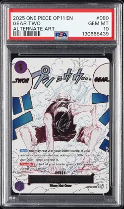 2025 ONE PIECE OP11-A FIST OF DIVINE SPEED ALTERNATE ART #080 GEAR TWO PSA 10 - Image 1