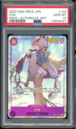 2022 Japanese One Piece Paramount War Uta OP02-120 SEC Alt Art PSA 10 Gem Mint - Image 1