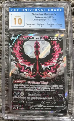 2021 Pokemon Galarian Moltres V Chilling Reign 177/198 CGC 10 - Image 1