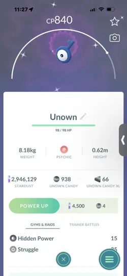 Pokemon Go Shiny Unown Q - Image 1